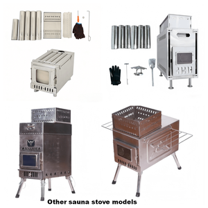 Poêle à <span class=keywords><strong>bois</strong></span> portable en acier inoxydable pour tente, sauna de camping avec panier à pierres pour bain de vapeur extérieur - Product Image 6