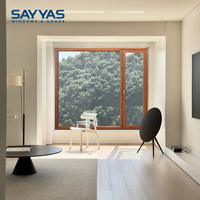 Fenêtres modernes en bois recouvert d'aluminium SAYYAS F120, résistantes aux ouragans, avec verre trempé et feuilleté résistant aux chocs, pour hôtels et maisons côtières