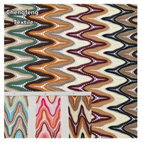 FF1141 #   Tissu maille jacquard teint en fil, respirant, en polyester tricoté chaîne pour robes, t-shirts, maillots de bain et confection de robes de danse pour femmes