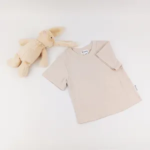 Pinuotu Custom Summer Clothing New born Baby Wear Top Toddlers Solid Soft Clothes Kids Boy Girl Cotton Plain Fit T-shirt