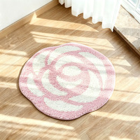 Tapis personnalisé en forme de rose rose, tufté à la machine, doux et moelleux, tapis floral pour la chambre à coucher, le salon, antidérapant