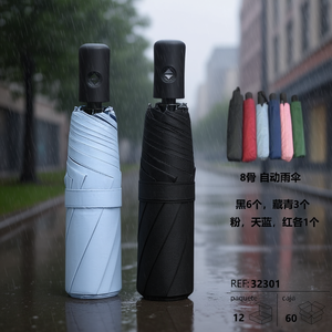 8-Ribbed Automatic Umbrella Compact Folding Rain Protection 32301 - Product Image 3