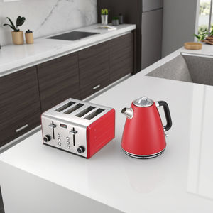Ousheng Retro Design <strong>4</strong>-Slice Stainless Steel <strong>Toaster</strong> <strong>and</strong> Electric <strong>Kettle</strong> <strong>Set</strong> Breakfast <strong>Set</strong> Customized Logo Household Application - Product Image 3