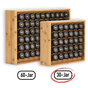 Étagère à épices multi-grilles en bois massif Étagère de stockage d'assaisonnement de cuisine transfrontalière en bambou Présentoir d'huiles essentielles d'aromathérapie - Product Image 3