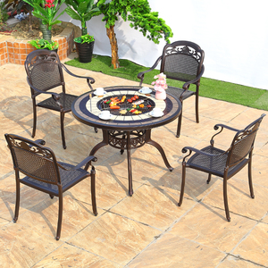 Bán Buôn Giá Nhà Máy Trực Tiếp Kinh Điển Đúc Nhôm Vườn Bộ Thấp Moq Patio Đồ Nội Thất Bàn Ăn Cho Sân Sau - Product Image 3