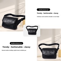 Sac bandoulière/banane sophistiqué pour homme en cuir véritable, pochette compacte pour téléphone en cuir de vachette tanné végétal de style japonais, sacoche frontale