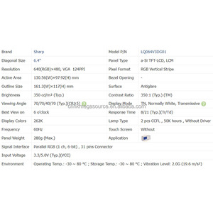 <span class=keywords><strong>Lq064v3dg01</strong></span> mới 6.4 inch 640*480 LCD hiển thị <span class=keywords><strong>lq064v3dg01</strong></span> - Product Image 5