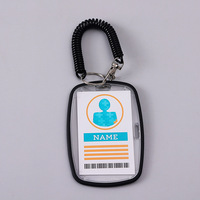 Porte-badge d'identification en acrylique transparent, écologique, recyclable, imperméable, personnalisé en gros, avec spirale rétractable à ressort