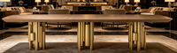 Table à manger de luxe légère avec base en métal, support artistique italien pour une esthétique de salle à manger haut de gamme