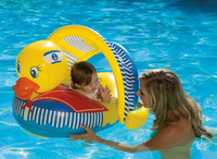 Piscine gonflable en forme de canard avec parasol, pataugeoire gonflable pour enfants jouant dans l'eau avec auvent