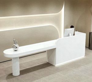 Mostrador de Barra de Estilo Crema, Mostrador de Caja para Salón de Belleza y Spa, Isla de Cocina para Hotel y Oficina, Mostrador de Recepción - Product Image 2