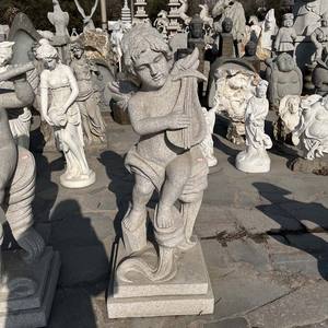 Estatua de Granito de Bebé Fabricada a Medida, Estatua de Ángel de Piedra para Jardín - Product Image 4