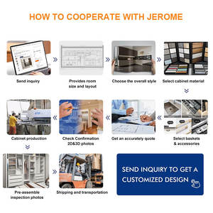 Usine JEROME de Foshan en Chine, armoires de cuisine modulaires en bois sur mesure, armoires de cuisine modernes blanches intégrées avec portes en verre - Product Image 6