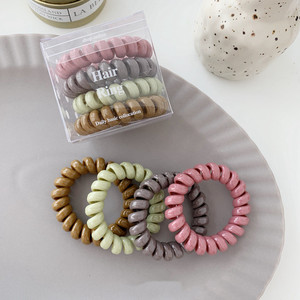 Bandas de goma de plástico para el pelo para mujer, set de 4 unidades de lazos elásticos para el pelo con <span class=keywords><strong>cord</strong></span>ón para teléfono, en caja - Product Image 4