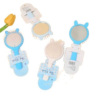 Cepillo de pelo de nailon azul con espejo para peinar flequillos y rizos - Product Image 5
