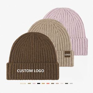 High Quality Luxury Designer <b>Beanie</b> Winter Thick Soft Cuffed Knitted Wool <b>Hat</b> Custom <b>Beanies</b> - Product Image 1