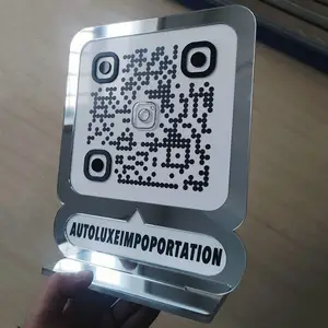 Tabela personalizada do código do qr do suporte da bancada mini acrílico do qr com o suporte da placa do código do qr