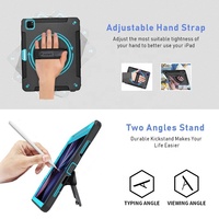 Étui de tablette robuste antichoc à 3 couches en TPU avec sangle de poignet rotative à 360 degrés pour iPad Air 4 5