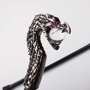 Exquisito Bastón con Cabeza de Dragón, Ojos Rojos y Mango de Metal con Esfera Blanca, Bastón de Lujo al por Mayor - Product Image 4