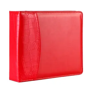Red Custom Child Pu Leather Cover Small Mini 2 Hole 2 Ring Binder For Office