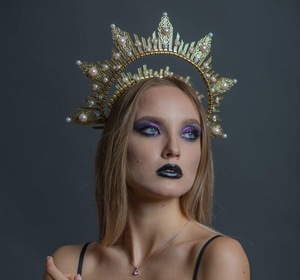 Diademas <span class=keywords><strong>2022</strong></span>, Accesorios para el Cabello con <span class=keywords><strong>Halo</strong></span> Dorado, Corona de Diosa Mary <span class=keywords><strong>Halo</strong></span>, Tocado para Bodas, Fiestas, Disfraces de Halloween, Diadema de Estrella - Product Image 2