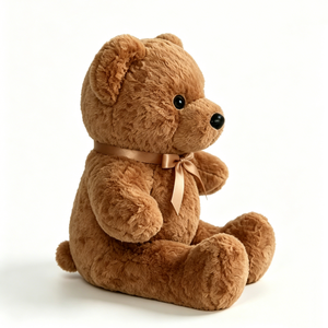 Ours en peluche classique marron personnalisé - Jouet en peluche doux et moelleux avec nœud en ruban de satin, adorable ours en peluche assis - Product Image 3