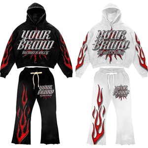 Kunden spezifische Trainings anzüge Vintage HeavyWeight Acid Wash 100% Baumwolle Hochwertige DTG-Druck Jogging hose und Hoodie-Set für Männer