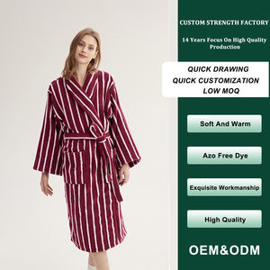 Accappatoio unisex di lusso all'ingrosso con logo personalizzato filato di puro cotone tinto morbido buon assorbimento d'acqua longue robe <span class=keywords><strong>dame</strong></span> - Product Image 5