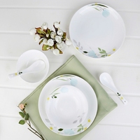 Service de table 58 pièces en porcelaine fine, style coréen, motif végétal, compatible micro-ondes, cadeau de mariage, vaisselle domestique