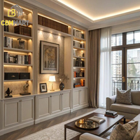 CBMmart Meuble de salon moderne de luxe, style Shaker, sur mesure, avec étagère flottante intégrée et éclairage LED
