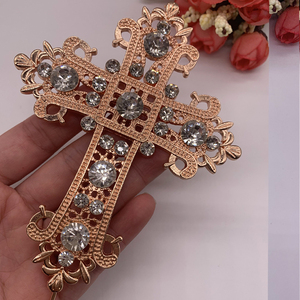 Cruz de diamantes de imitación de cristal de Rosa decoración de la torta Topper para la boda religiosa bautismo bautizo <span class=keywords><strong>Primera</strong></span> <span class=keywords><strong>Comunión</strong></span> confirmación - Product Image 2