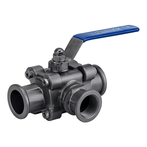 Venta de Liquidación COVNA B2B, Válvula de Bola Sanitaria de 3 Vías con Conexión Tri-Clamp DN20 3/4\", Acero Inoxidable 316, Manija de Palanca - Product Image 3