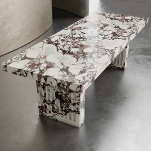 Table à manger <span class=keywords><strong>de</strong></span> luxe en <span class=keywords><strong>travertin</strong></span> beige haut <span class=keywords><strong>de</strong></span> gamme Design artisanal en pierre texturée organique pour les espaces modernes rustiques - Product Image 6