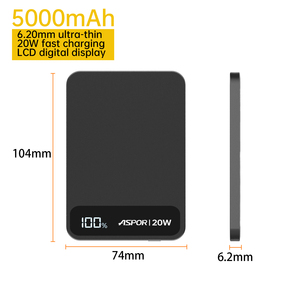 Aspor ASPOR A387 พาวเวอร์แบงค์แม่เหล็กไร้สายขนาดบางพิเศษ 6.20 มม. ความจุ 5000mAh รองรับการชาร์จเร็ว <span class=keywords><strong>PD</strong></span> 20W แบตเตอรี่แบบกึ่งแข็ง - Product Image 2