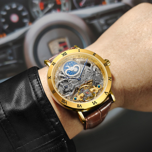 Đồng hồ SKROX dành cho nam, phong cách kinh doanh phương Tây, hiển thị tuần trăng, máy cơ tự động, mặt lộ máy, sang trọng. - Product Image 6