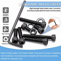 720Pcs Set Baut Kepala Hex dengan Mur & Ring M3 12.9 Baja Paduan Set M3*6 8 10 12 16 20mm SEKRUV KEPALA ALLEN