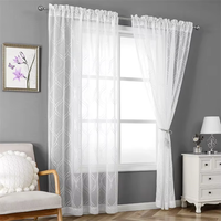 Treillis marocain brodé blanc voilages panneaux français texturé tringle poche Voile Tulle semi fenêtre rideaux pour chambre