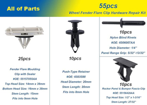 55157055AA 6503598 6506007AA 55156429AA 55teiliger Kotflügel-Flare-Clips-Hardwarekit für Jeep Liberty Dodge Nitro - Product Image 4