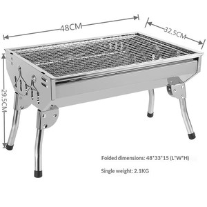 Barbecue portable pliable en acier inoxydable épaissi pour charbon de bois, équipement de camping extérieur, gril BBQ pour grillades au charbon - Product Image 1
