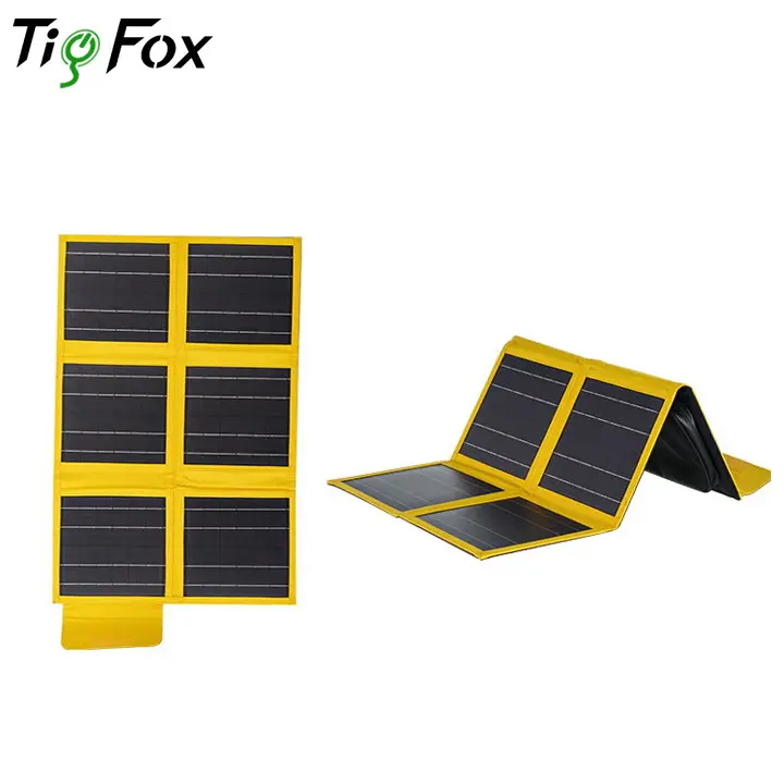 Tig Fox Tấm Năng Lượng Mặt Trời Di Động Tấm Pin Năng Lượng Mặt Trời Cổng USB DC 30W 60W Tấm Pin Năng Lượng Mặt Trời Chống Nước Và Cắm Trại
