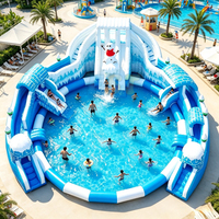 Équipement de parc aquatique gonflable de qualité commerciale, installations d'amusement aquatique gonflables, château gonflable avec toboggan et piscine