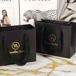Bolsa de Regalo de Papel Kraft Negra de Lujo USM con Logotipo de Marca Privada Personalizado para Exhibiciones de Ropa - Product Image 1