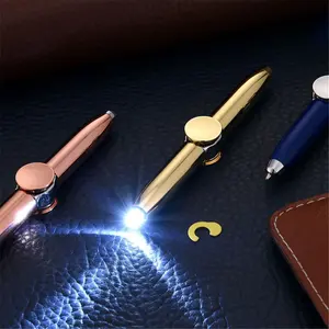 Hoge Kwaliteit Custom Logo Hand Creatieve Roterende Pen Draaiende Mod Led Metal Fidget Spinner Pen Met Licht