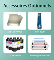 Imprimante UV DTF A4 à plat pour bureau, mini jet d'encre LED, pour impression sur tasses, cylindres, cartes plates, acryliques, bouteilles, coques de téléphone, format A3 A4
