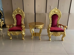 Foshan โรงงาน <span class=keywords><strong>Royal</strong></span> Regal <span class=keywords><strong>King</strong></span> บัลลังก์ <span class=keywords><strong>King</strong></span> และ Queen Gold สีแดง Pedicure เก้าอี้สำหรับงานแต่งงาน - Product Image 4