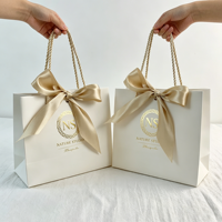 Sacs cadeaux en papier personnalisés avec poignées, sacs en papier de remerciement pour boutique, sacs en papier kraft personnalisés en gros
