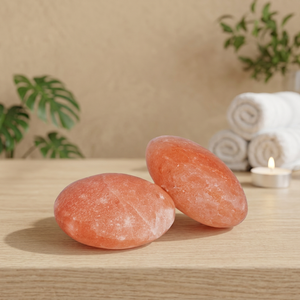 Lampe en sel rose de l'Himalaya naturel, certifiée ISO 9001-ISO 22000, sculptée à la main, MRPL MRHSMT-02, pierre de massage au toucher réel - Product Image 3