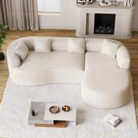 Canapé modulaire en chenille de luxe moderne en forme de L avec dossier incurvé, écologique, minimaliste, gain de place, confortable, pour salon, 4 places