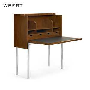 Escritorio nórdico Retro de madera maciza con tablero de orificio integrado estantería WBERT pequeño dormitorio de estudio familiar escritorio Retro - Product Image 1