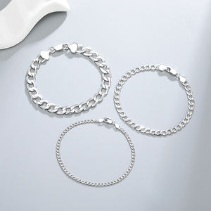 이탈리안 마이애미 쿠반 링크 커브 팔찌 <span class=keywords><strong>925</strong></span> 스털링 실버 3-5-8MM 청키 플랫 텍스처 폴리싱 럭셔리 남녀공용 힙합 주얼리 - Product Image 3